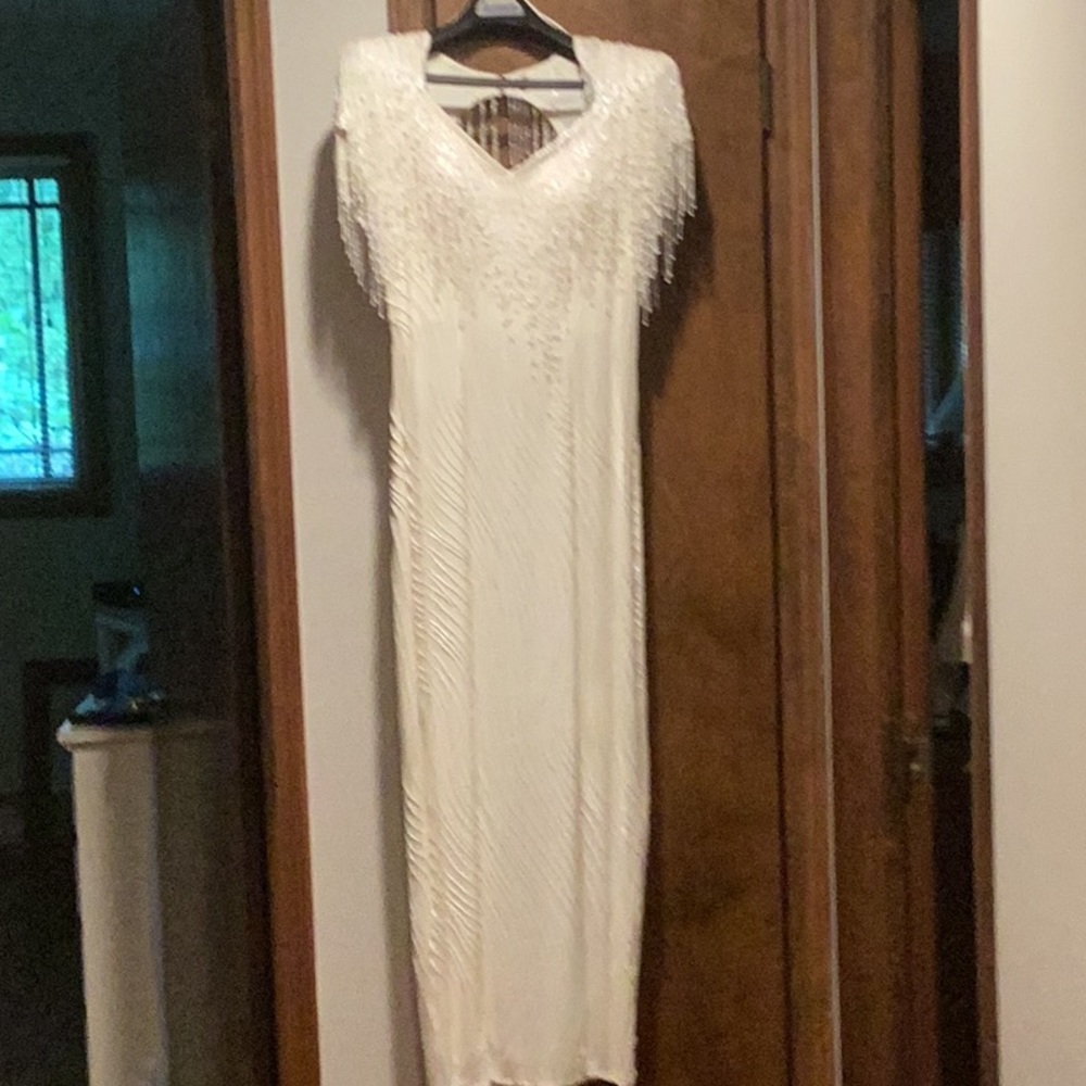Elegant White Beaded Dress